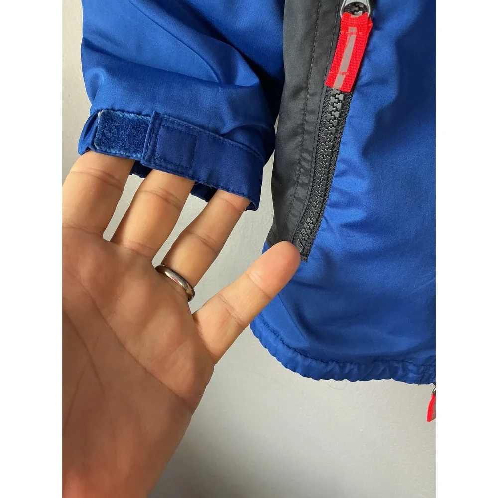 OshKosh Bgosh Boys Blue Grey Fleece Lined Hooded Windbreaker Jacket Size 5-6